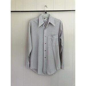 Vtg 60s 70s Montgomery Ward Shirt Geometric Print MCM Mod Disco Size M Slim